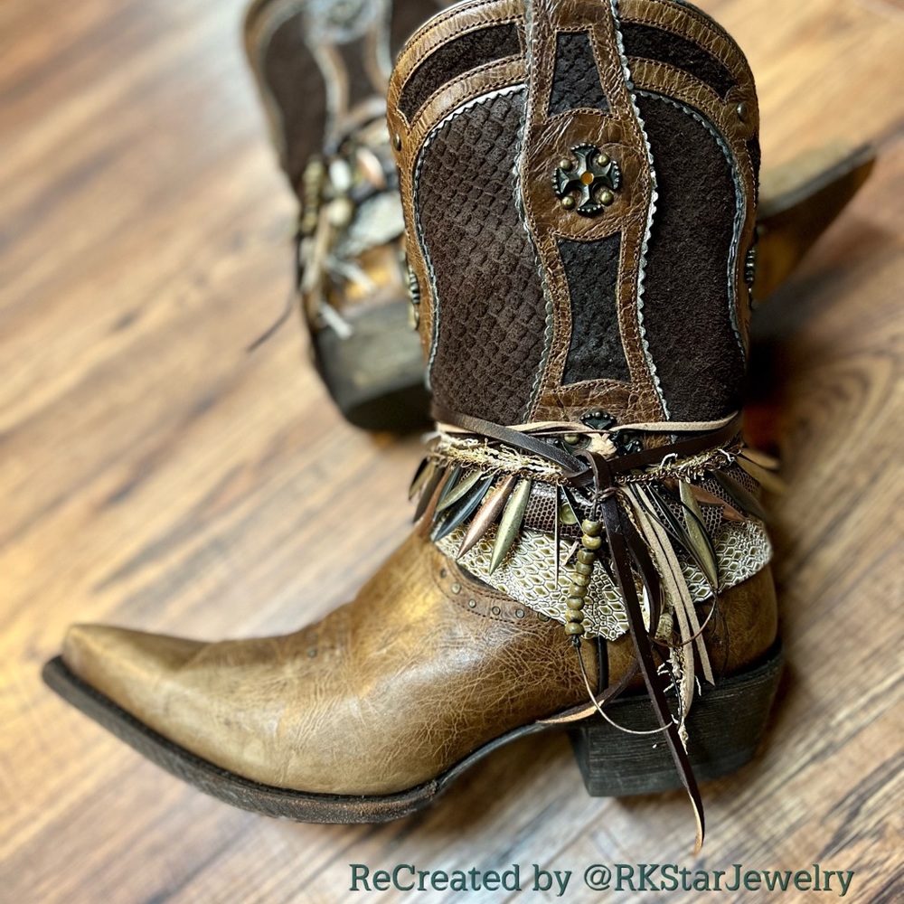Size 9.5 Mid Calf Embellished Cowgirl Boots Western Wedding Boots